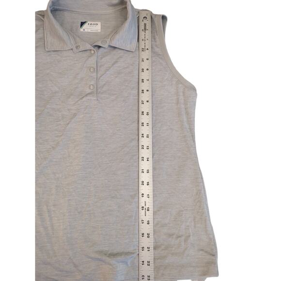Izod Golf Polo Top Womans Medium Gray Sleeveless Collared Polyester Blend - Picture 4 of 6